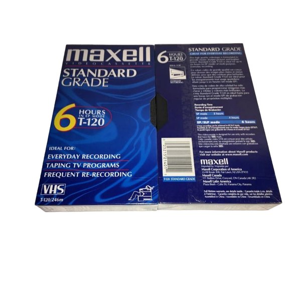 Lot of 5 Maxell T-120 Standard Grade 6 Hour Blank VHS VCR Video Tapes NEW Sealed - Picture 4 of 7